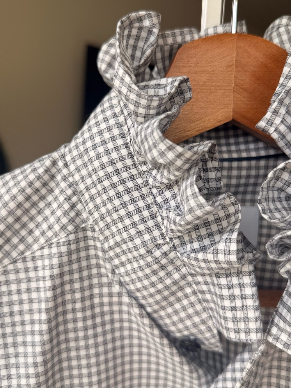 Reloved Upcycle ♻️ Ruffle Collar Blouse Gingham
